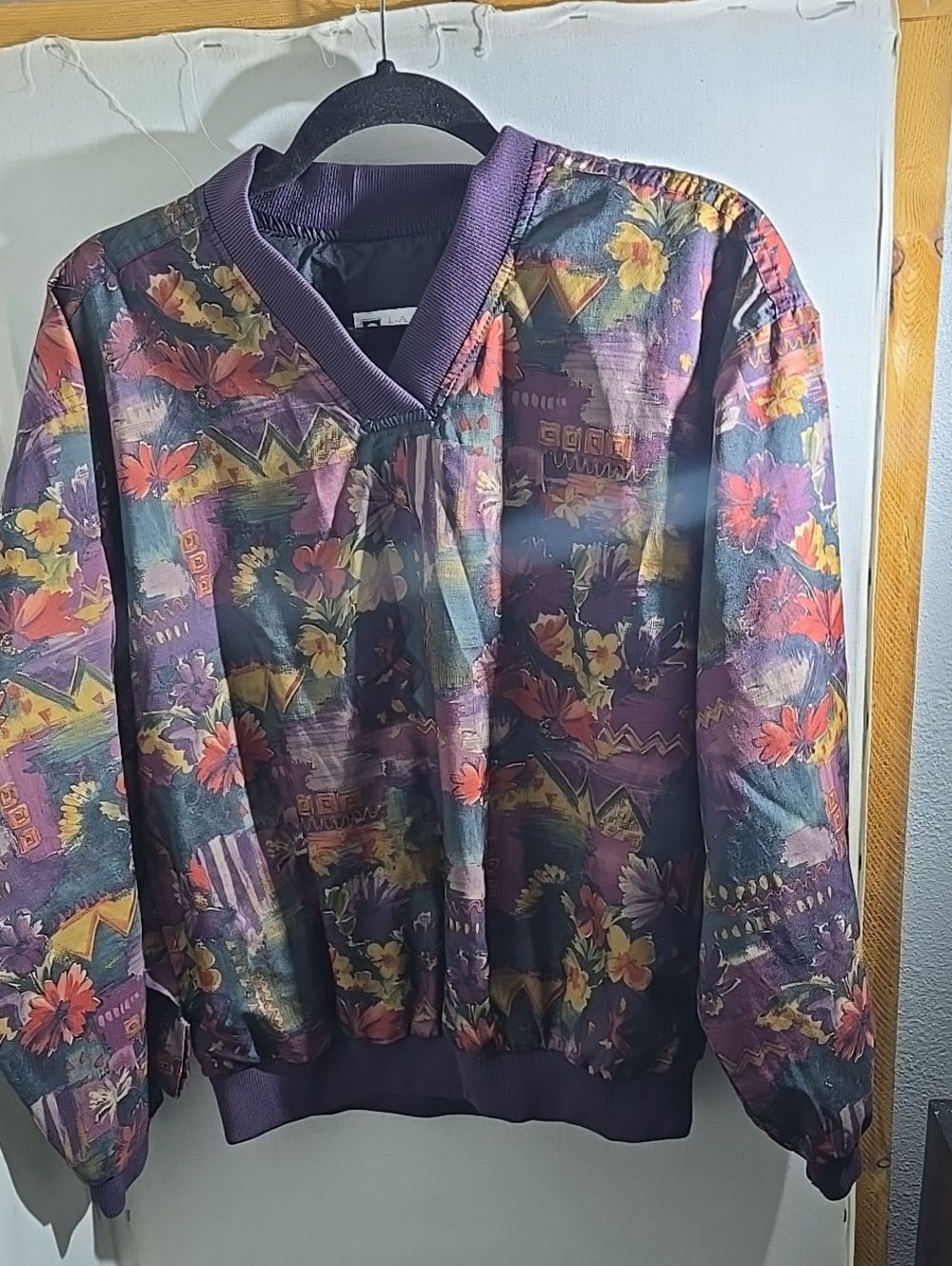 Purple Floral Pattern  Pull over. Women's Lightweight Pullover.